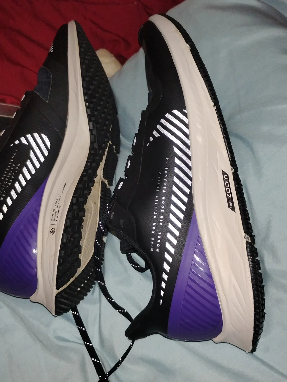 Nike Pegasus 5 Womens‎ Nike Black Purple White Women's Athletic Running Sneakers